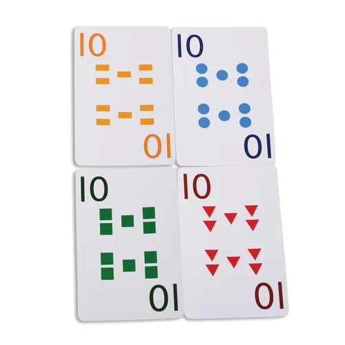 Vista 8 de edxeducation Naipes aptos para la escuela, juego de aprendizaje en casa, juego de 8 mazos, 448 cartas, cartas con patrones multicolores numeradas