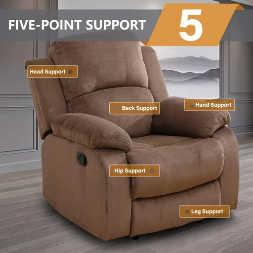 Vista 35 de Juego de sofá reclinable para sala de estar, juego de muebles de 2 piezas, sofá reclinable de 3 asientos y sofá biplaza con portavasos y consola