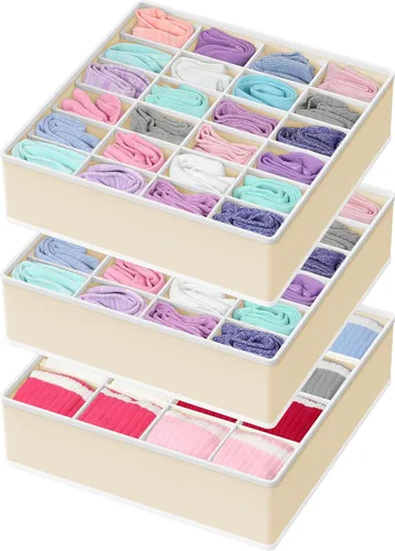 Vista 13 de Simple Houseware Organizador de Cajón de Calcetines para Cómoda/Armario/Dormitorio, Paquete de 3, Negro