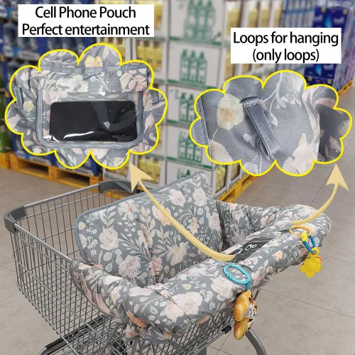 Vista 5 de ICOPUCA Funda para carrito de compras para bebé, 2 en 1 cubierta de carrito para bebés N Funda para silla alta, cubierta acolchada para carrito