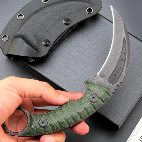 Vista 5 de C1112 Cuchillo fijo, cuchillo de hoja fija, hoja de acero D2+mango G10 cuchillos de campamento al aire libre, cuchillos de herramientas EDC con Verde