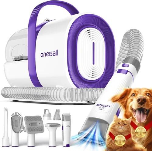 Vista 10 de oneisall Aspiradora de aseo para perros, aspiradora de aseo de mascotas con molinillo de uñas cortaúñas, cepillo para eliminar el polvo de 1.5 Azul