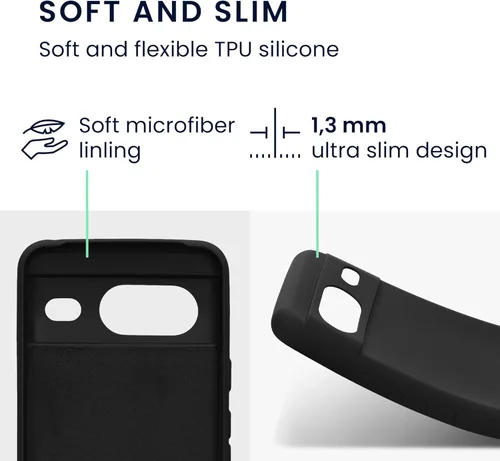 Vista 7 de kwmobile Slim Case Compatible with Google Pixel 8 Case - Silicone Mobile Phone Case in Navy Blue