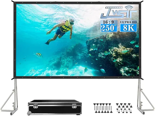 Vista 12 de Pantalla de proyección y soporte, pantalla de cine al aire libre de 80 pulgadas - Pantalla de proyección al aire libre de PVC de 3 capas mejorada