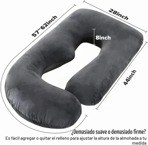 Vista 6 de Elover Almohada de embarazo en forma de U, soporte de maternidad de cuerpo Enfriamiento - Azul neblina