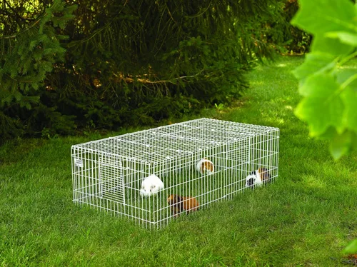 Vista 5 de MidWest Homes for Pets Guinea Habitat Plus Jaula, incluye panel divisor y parte superior con bisagras, parte inferior de lona de PVC lavable, jaula
