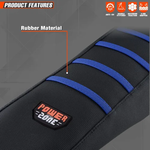 Vista 9 de Universal Funda de Asiento para Moto de Cross - Fundas de Asiento de Goma Suave Acanalada para Motocross Enduro Azul