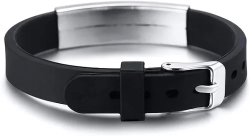 Vista 3 de Pulsera de identificación de alerta médica personalizada HEABY con grabado personalizado, pulsera de silicona ajustable, regalo personalizado
