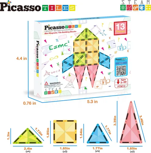 Vista 6 de PicassoTiles Juego de bloques de construcción magnéticos tamaño de viaje Serie mini Diamond, bloques de construcción magnéticos, juguetes