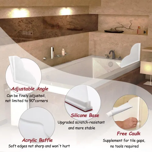 Vista 4 de Spidfee Kit de protección contra salpicaduras de ducha, protectores grandes contra salpicaduras para bañera, impermeables, autoadhesivos