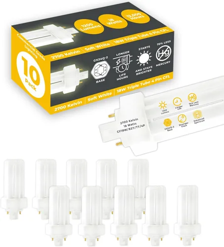 Vista 48 de GoodBulb Bombillas CFL de 13 W, base GX23 de 2 pines, 2700 K, blanco suave, 13 W, alto rendimiento, 800 lúmenes, bombillas fluorescentes compactas