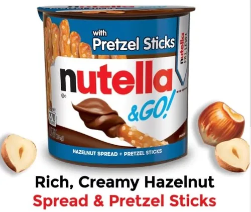 Vista 5 de Nutella & GO! - Crema de avellana y cacao con palitos de pan, paquete de aperitivos, 1.8 onzas cada uno, paquete de 8 / Nutella & GO! Avellana