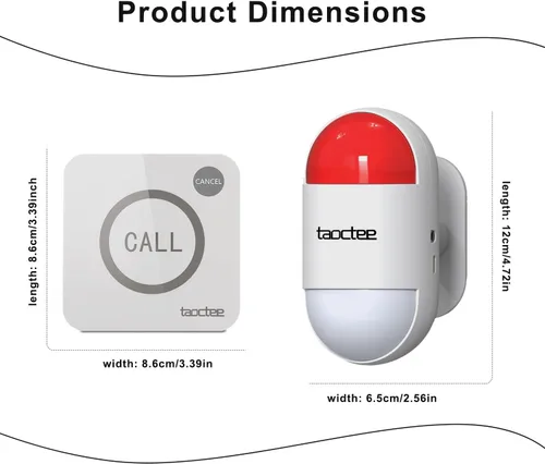 Vista 5 de Alarma con botón de pánico para casa, control remoto, sistema de alarma estroboscópica de sirena, sonido y luz, botón de pánico de emergencia
