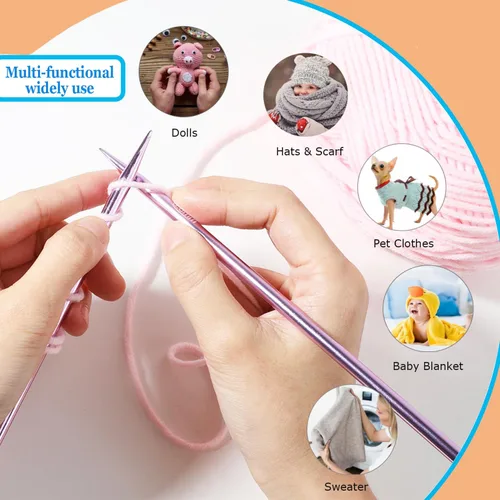 Vista 6 de Weabetfu Juego de 40 agujas de tejer de doble punto de aluminio de 7.9 pulgadas de longitud, kits de tejer para manualidades creativas hechas a mano