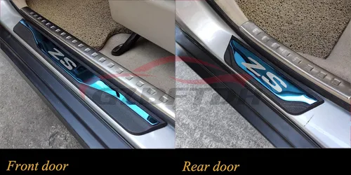Vista 6 de GZBFTDH Auto Parts - Protector de umbral de puerta, para MG ZS, accesorios para automóvil, acero con placa de protección de entrada de plástico Azul