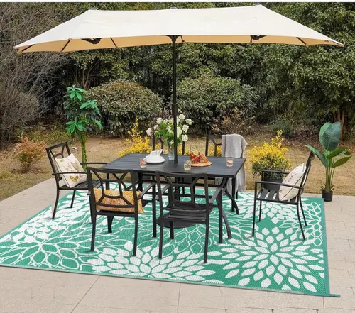 Vista 16 de Anidaroel Alfombras de exterior de 5 x 8 pies para patios, impermeables, reversibles, de plástico tropical, alfombra de campamento, alfombra