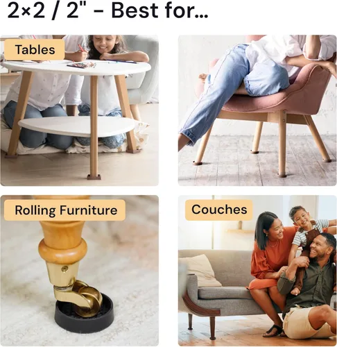 Vista 4 de CasterMaster Almohadillas de goma para muebles, copas antideslizantes y resistentes, tapones de sofá para suelos de madera dura, azulejos
