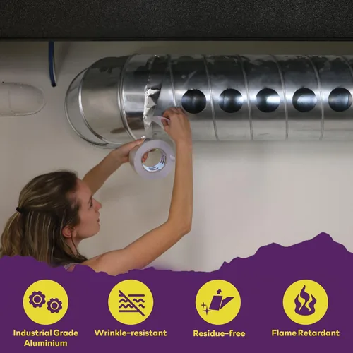 Vista 3 de ATack Cinta adhesiva reflectante de papel de aluminio, 3.6 mil, 2 pulgadas x 55 yardas, cinta HVAC de aluminio de alta temperatura y resistente