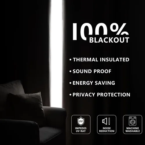 Vista 6 de Cortinas opacas para sala de estar, 100% cortinas opacas de 72 pulgadas de largo, juego de 2 paneles, cortinas con aislamiento térmico, pestaña