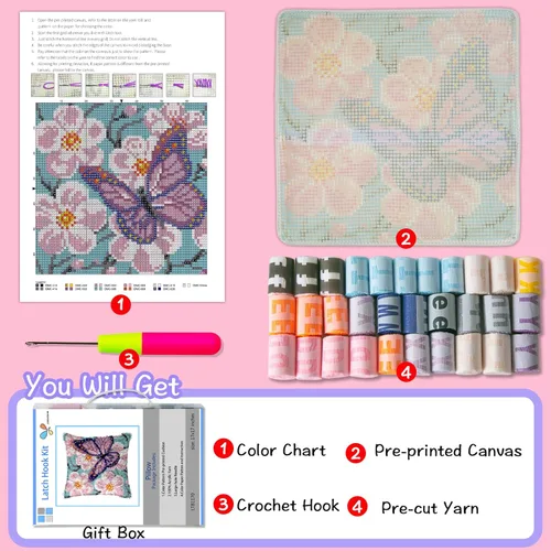 Vista 4 de LAPATAIN Kits de ganchos de pestillo para funda de almohada, funda de cojín con diseño de bandera estadounidense águila y costura, ganchillo