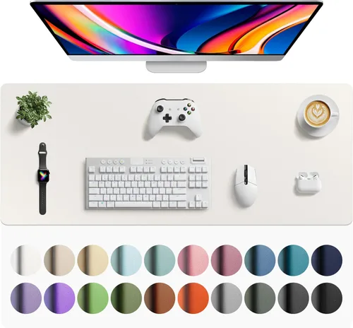 Vista 190 de Aothia - Protector de escritorio de cuero sintético impermeable y antideslizante para laptop, escritura y mouse, para oficina y hogar, 23.6 x 13.7