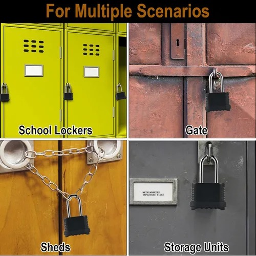 Vista 6 de Cerradura de combinación de 4 dígitos resistente a la intemperie, grillete de 4.134 in de largo, resistente a la intemperie, cerradura combinada