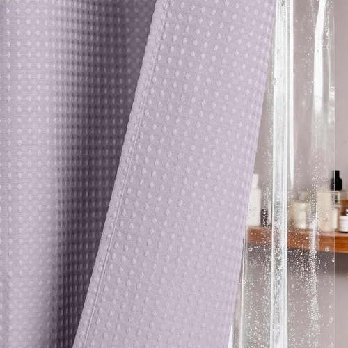 Vista 468 de Cortina de ducha de tela Dynamene verde oscuro - Cortinas de baño de tela de nido de abeja texturizadas resistentes, juego de cortinas de baño