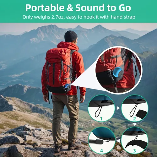 Vista 6 de SEVENKA 2 mini altavoces Bluetooth, altavoz inalámbrico portátil pequeño de 3 W con cordón, resistente al agua, emparejamiento estéreo inalámbrico