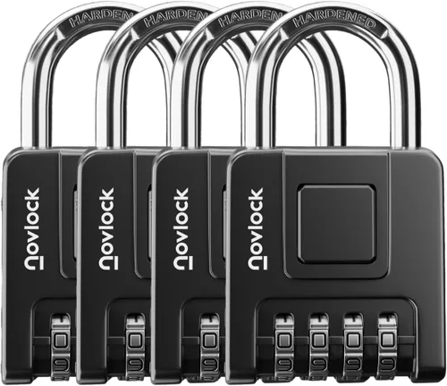 Vista 9 de Cerradura de combinación para exteriores e interiores, resistente, resistente a la intemperie, seguridad de 4 dígitos, candado para taquillas
