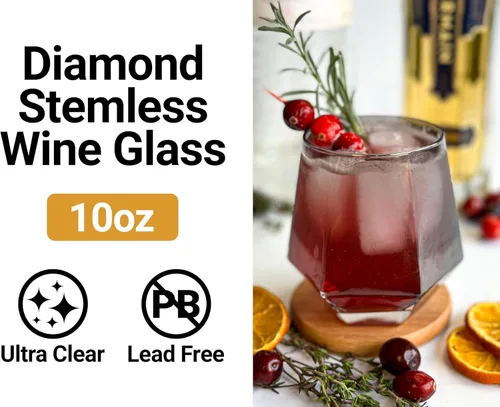 Vista 2 de William and Mary - Copa de vino grabada con corte de diamante, sin tallo, de 10 onzas, producto universitario con licencia