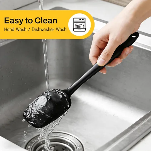 Vista 6 de NileHome - Juego de espátulas de silicona, 6 piezas, utensilios de cocina de grado alimenticio con cepillo de silicona, espátula de goma resistente