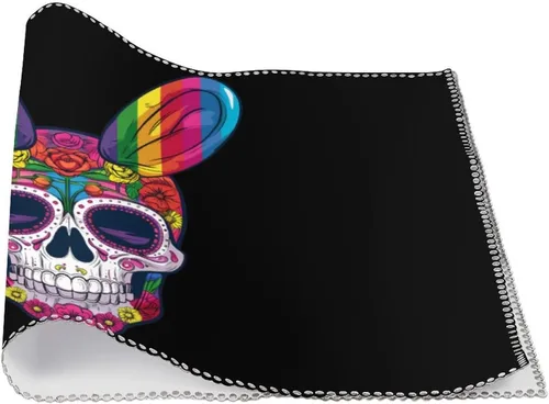 Vista 3 de Rainbow Flag Skull Bunny Ears Easter Gay Placemats Set of 6 Resistant Table Mats Washable Place Mats for Dinner Party Table Decoration