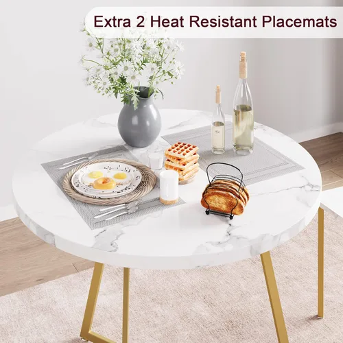 Vista 12 de GAOMON Juego de mesa de comedor para 2, mesa de cocina y sillas para 2 personas con sillas tapizadas, juego de mesa de comedor de 3 piezas, juego