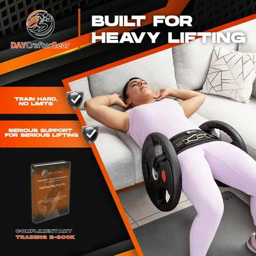 Vista 3 de Cinturón de empuje de cadera para pesas, mancuernas y pesas rusas, equipo de entrenamiento de glúteos resistente para placas de hasta 300 libras