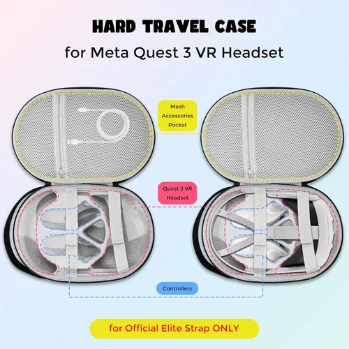 Vista 2 de ProCase Carrying Case for Meta Quest 3 VR Headset & Gaming Controller, Shockproof Storage Case Bag for Oculus Quest 3 Elite Strap & Battery & Other