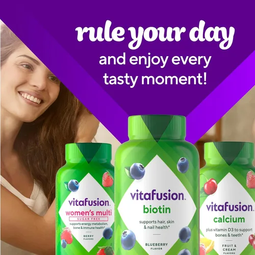 Vista 9 de vitafusion Vitaminas gomosas de biotina extra fuertes, sabor a bayas, 5,000 mcg de vitaminas de biotina, marca de vitaminas gomosas número 1