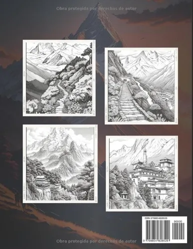 Vista 2 de Paisajes Libro de Colorear Hermosos escenas de Himalaya de colorear para todas las edades. Libro para relajarse y aliviar el estrés.