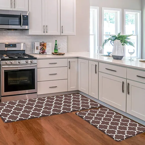 Vista 12 de KMAT Tapete de Cocina [2 piezas] Acolchado Anti-Fatiga para Piso, Tapetes de Cocina y Alfombras Impermeables de PVC Resistente Ergonómico de Espuma