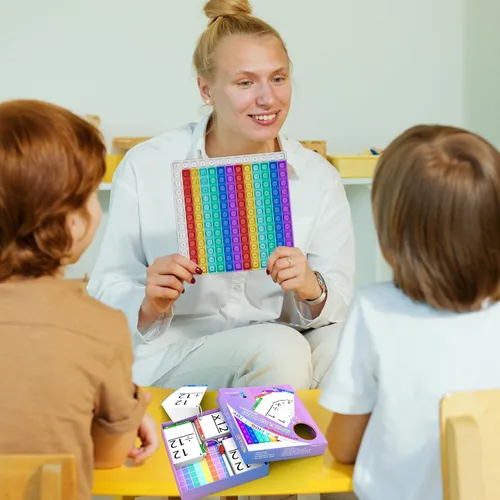 Vista 3 de Juegos de matemáticas para niños, tarjetas flash para niños, práctica Pop it con suma, resta, multiplicación y división, ideal para el aprendizaje