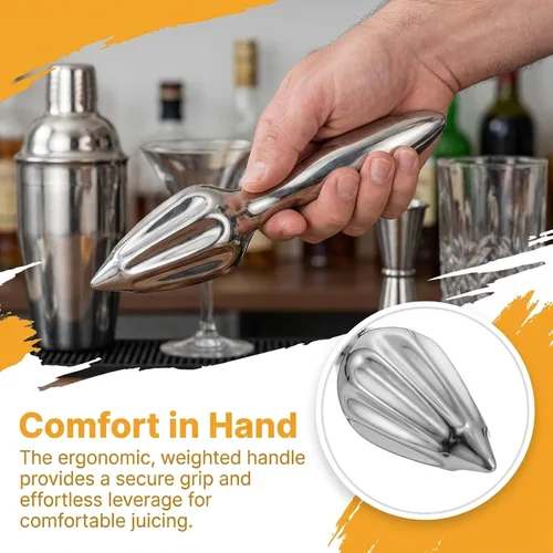 Vista 3 de Escariador de cítricos de acero inoxidable, exprimidor manual de limón - Exprimidor manual de limón fácil de sostener, herramienta manual de jugo