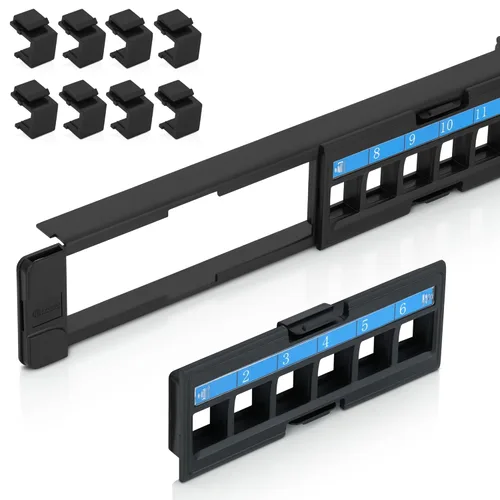 Everest - Panel de conexión Keystone de 24 puertos (paquete de 1) – Paneles extraíbles de 6 puertos – Úslo con piedras trapezográficas de perfil