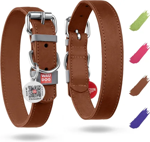 Vista 10 de WAUDOG Collar de cuero de larga duración para perros grandes, medianos y pequeños – Collares clásicos ajustables para cachorros de raza grande