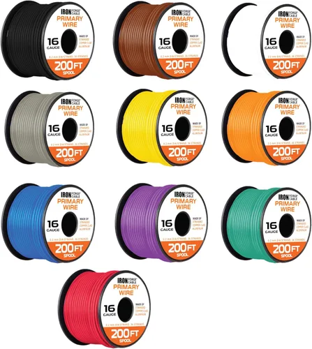 Vista 11 de Iron Forge Cable Surtido de cables automotrices primarios de calibre 16 de 1000 pies – Paquete surtido de 10 rollos – 100 pies de alambre