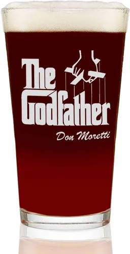 The Godfather Don - Vaso de pinta grabado con texto personalizado, con licencia oficial, calidad premium, cristalería artesanal, vaso de cerveza de
