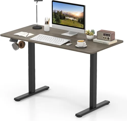 Vista 13 de Tangkula Escritorio eléctrico de pie de 48 x 24 pulgadas, escritorio ergonómico de altura ajustable para sentarse a estar de pie con pantalla LED