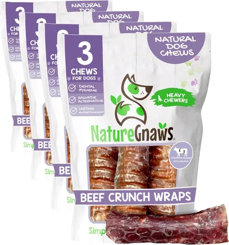 Vista 10 de Nature Gnaws Masticables de tráquea de ternera para perros de 3 pulgadas (12 unidades) – Huesos masticables naturales crujientes de larga duración