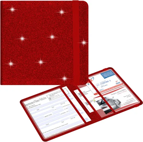 Vista 16 de Wisdompro - Carpeta de cuero sintético prémium para documentos del auto, organizador para la guantera, guarda tu identificación, licencia de manejo