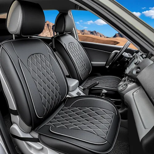Vista 18 de LINGVIDO - Fundas de piel sintética para asientos de automóvil, protector deportivo e impermeable, ajuste universal para automóviles y camionetas