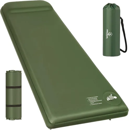 Vista 7 de Wevelel Memory Sleeping Pad, 3.1" Ultra-Thick Foam Sleeping Mats for Camping, Easy Inflate&Deflate,9.5 R-Value Insulated Camping Mattress Pad with