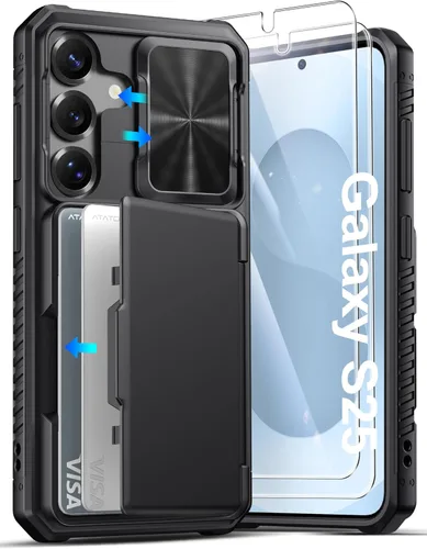 Vista 15 de ATATOO Funda tipo cartera para Samsung Galaxy S25, tarjetero integrado (3-5 tarjetas) [bloqueo RFID] y cubierta de cámara deslizante, protección